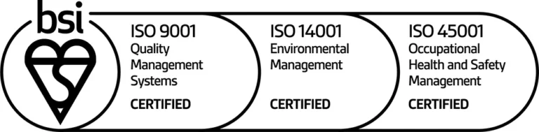 BSI certification badge for ISO 9001, 14001 and 45001